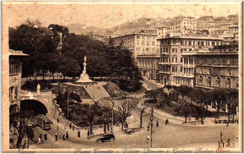 Piazza Corvetto Genova, cartolina antica